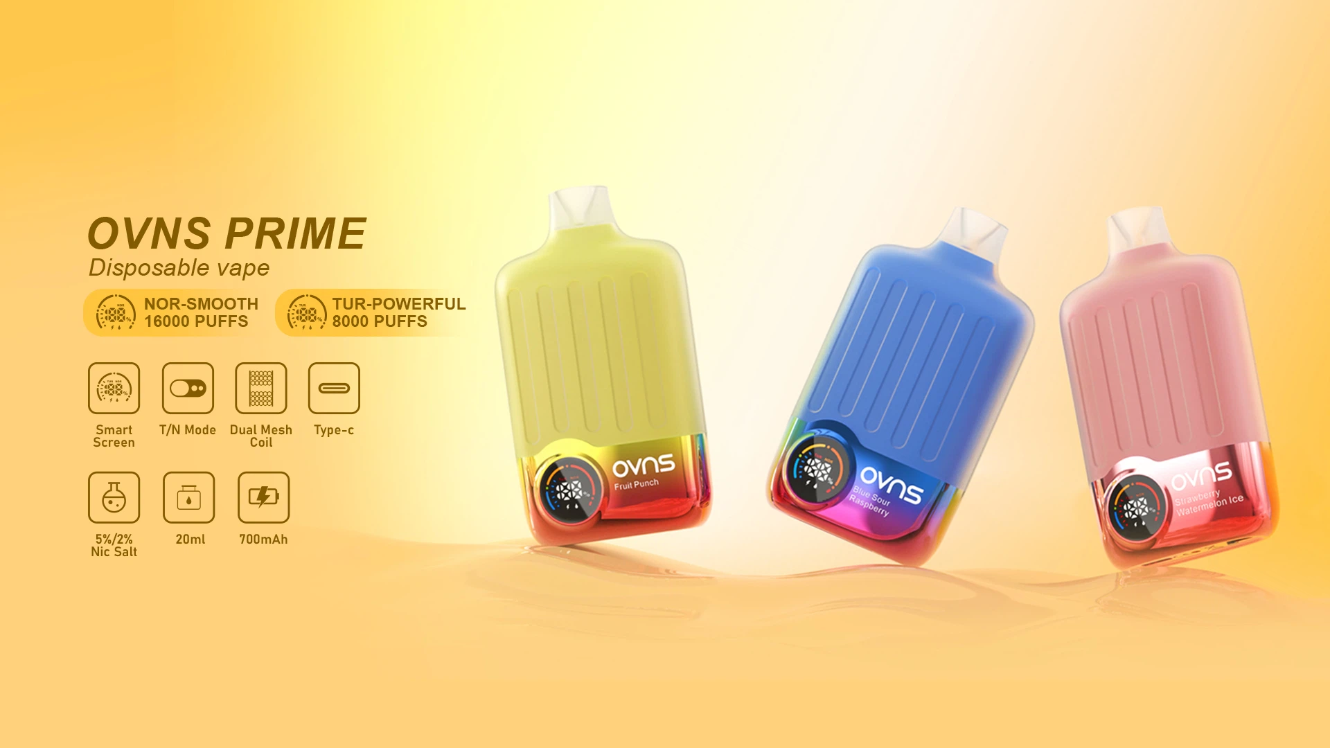 Vape desechable con pantalla grande de 16000 inhalaciones